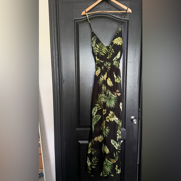 Tropical Print Black Dress - Picture 1 of 1